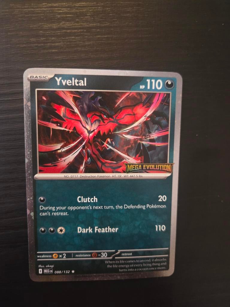 Yveltal Pokémon Kaart - Mega Evolution 088/132, Ophalen of Verzenden, Zo goed als nieuw, Losse kaart