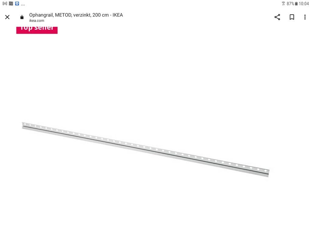 IKEA METOD keuken ophangrail, verzinkt, 200 cm, Ophalen