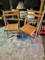 Set van 2 houten klapstoelen, Vintage, Praktisch, Gebruikt, Twee, Bruin