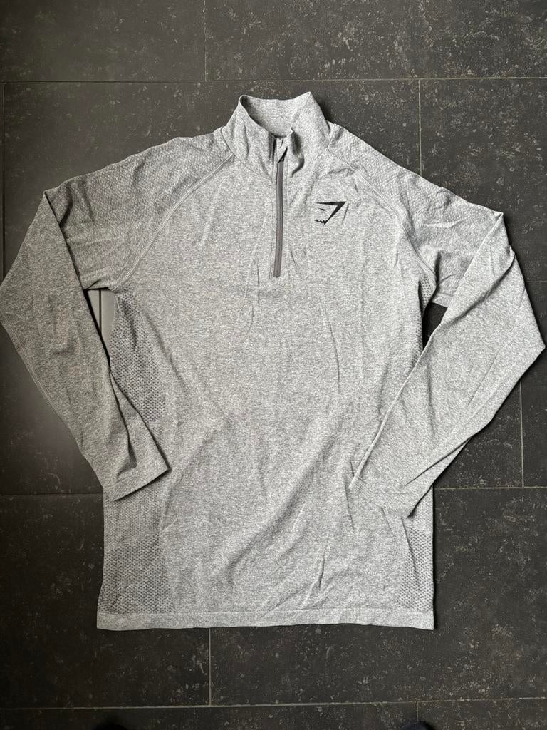 Grijs Gymshark sportshirt met lange mouw, maat M, Kleding | Heren, Maat 48/50 (M), Ophalen of Verzenden, Zo goed als nieuw, Grijs