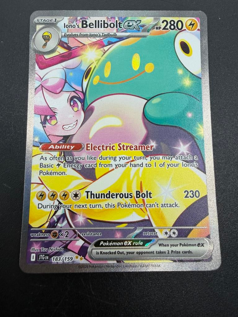Iono's Bellibolt ex 183/159 Full Art Pokemon Kaart, Ophalen of Verzenden, Zo goed als nieuw, Losse kaart