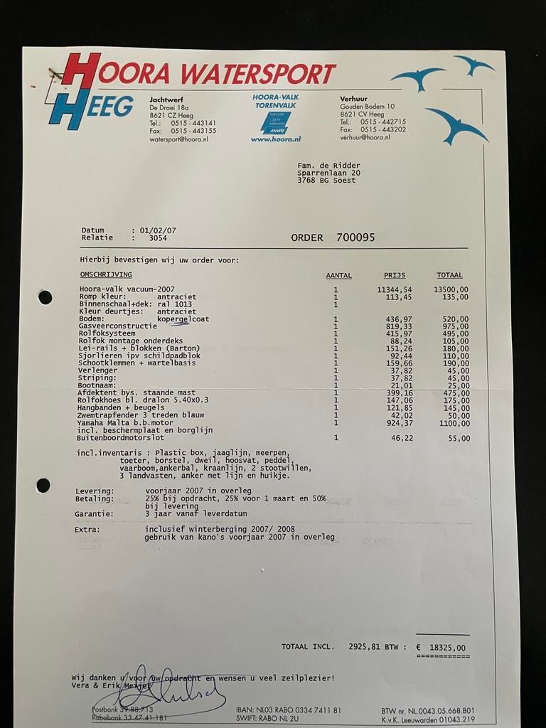 Zeilboot Valk van 1e eigenaar met motortje en oa campeertent, Ophalen, 6 meter of meer, Zo goed als nieuw, Valk