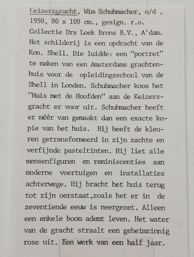 Wim Schuhmacher Persfoto Keizersgracht Amsterdam, Ophalen of Verzenden