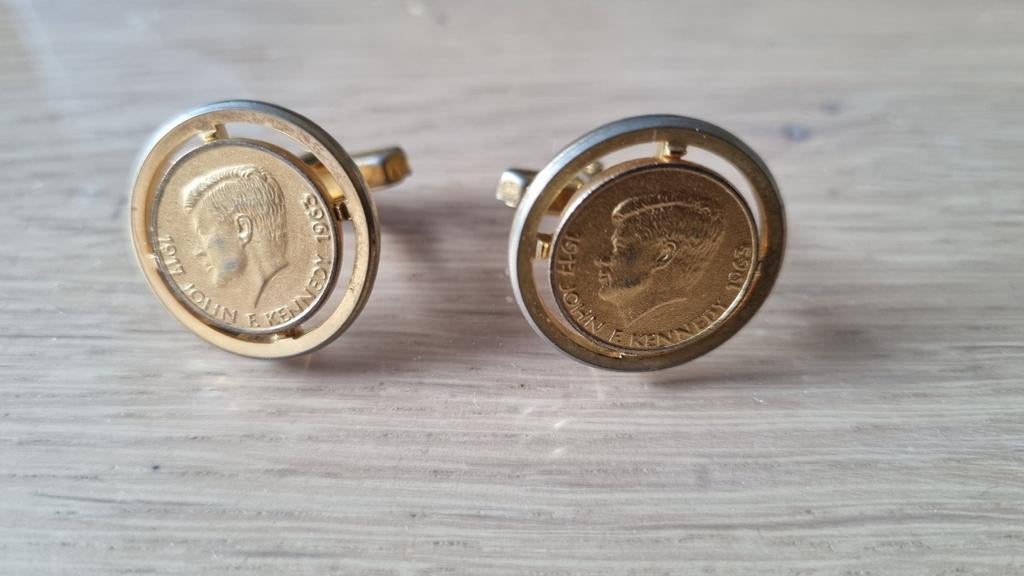 Vintage manchetknopen John F. Kennedy, Ophalen of Verzenden, Overige materialen