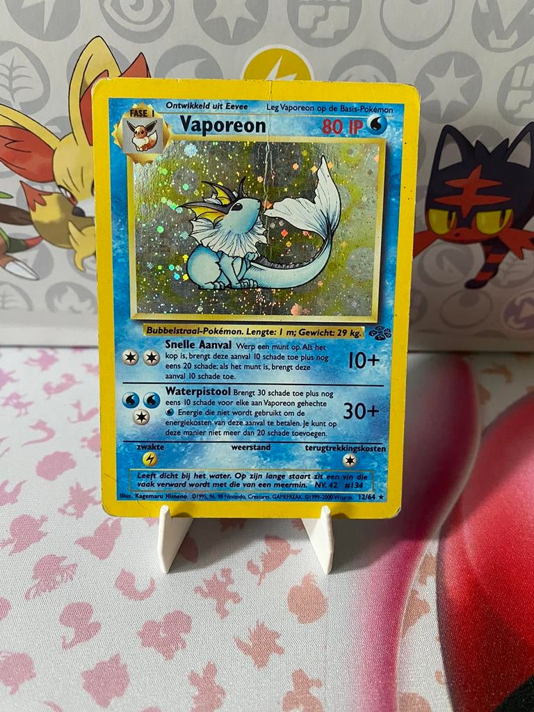 POKEMON VAPOREON JU 12 NEDERLANDS / DUTCH HOLO PLAYED, Verzenden, Zo goed als nieuw
