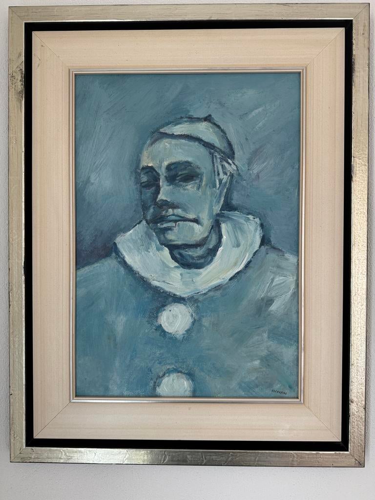 Olieverfschilderij 'Clown' gesigneerd Evert Slegers, Antiek en Kunst, Ophalen of Verzenden
