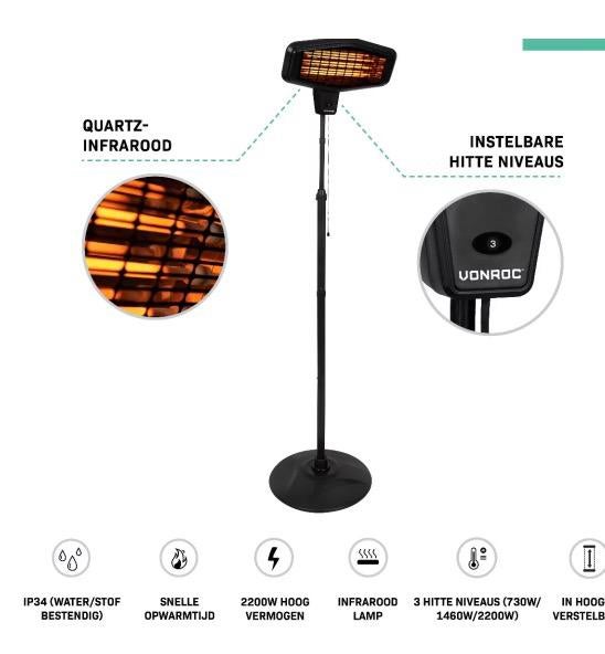 Vonroc terrasverwarmer ook geschikt voor binnen, Tuin en Terras, Terrasverwarmers, Zo goed als nieuw, Ophalen