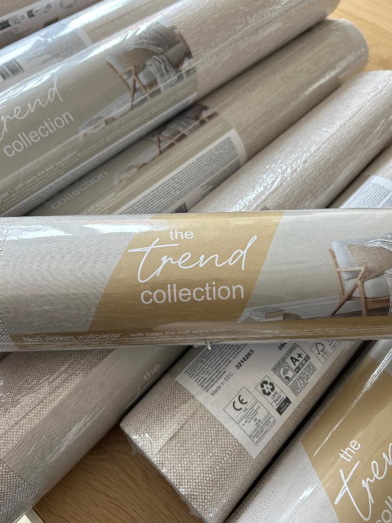 Vliesbehang Linnen Action 9 rollen, Huis en Inrichting, Stoffering | Behang, Ophalen of Verzenden, 75 m² of meer, Beige, Trendy