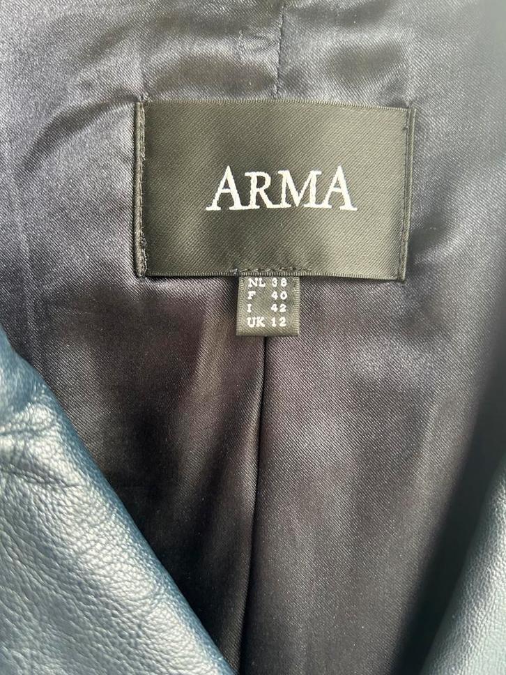 ARMA Leren Bikerjack Maat 38/40 (M) - Donkerblauw, Kleding | Dames, Jassen | Zomer, Zo goed als nieuw, Maat 38/40 (M), Blauw, Ophalen of Verzenden