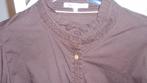 NIEUW Dames blouse nukus bruin mt XL katoen met rouche, Bruin, Maat 46/48 (XL) of groter, Nieuw, Ophalen of Verzenden