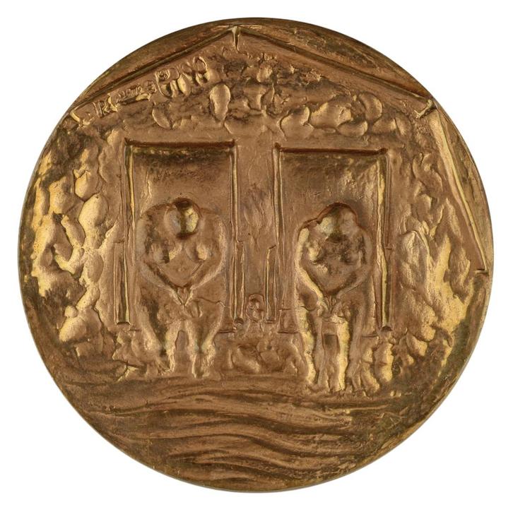 Penning VPK 1976 Guus Hellegers : Naaktstrand, Postzegels en Munten, Penningen en Medailles, Brons, Nederland, Verzenden