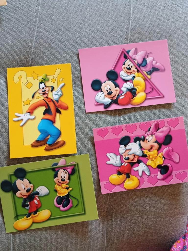 4 Disney ansichtkaarten, Verzamelen, Disney, Ophalen of Verzenden