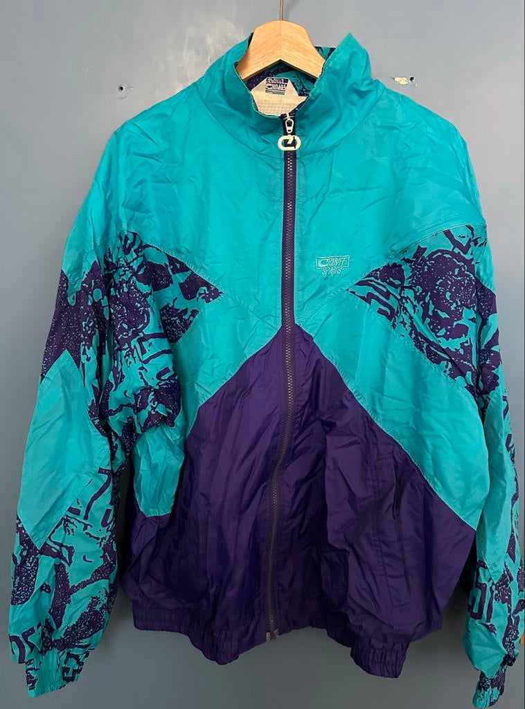 Vintage Cruyff Sports windbreaker jaren '90 - Blauw, Kleding | Heren, Verzenden, Gedragen, Maat 52/54 (L), Blauw