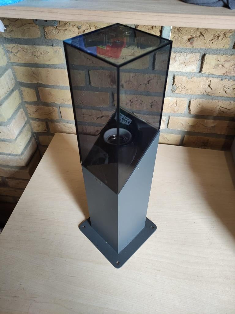 Lucande sokkellamp aluminium H 40cm E27 antraciet helder, Tuin en Terras, Ophalen, Zonne-energie, Minder dan 50 watt, Staande lamp