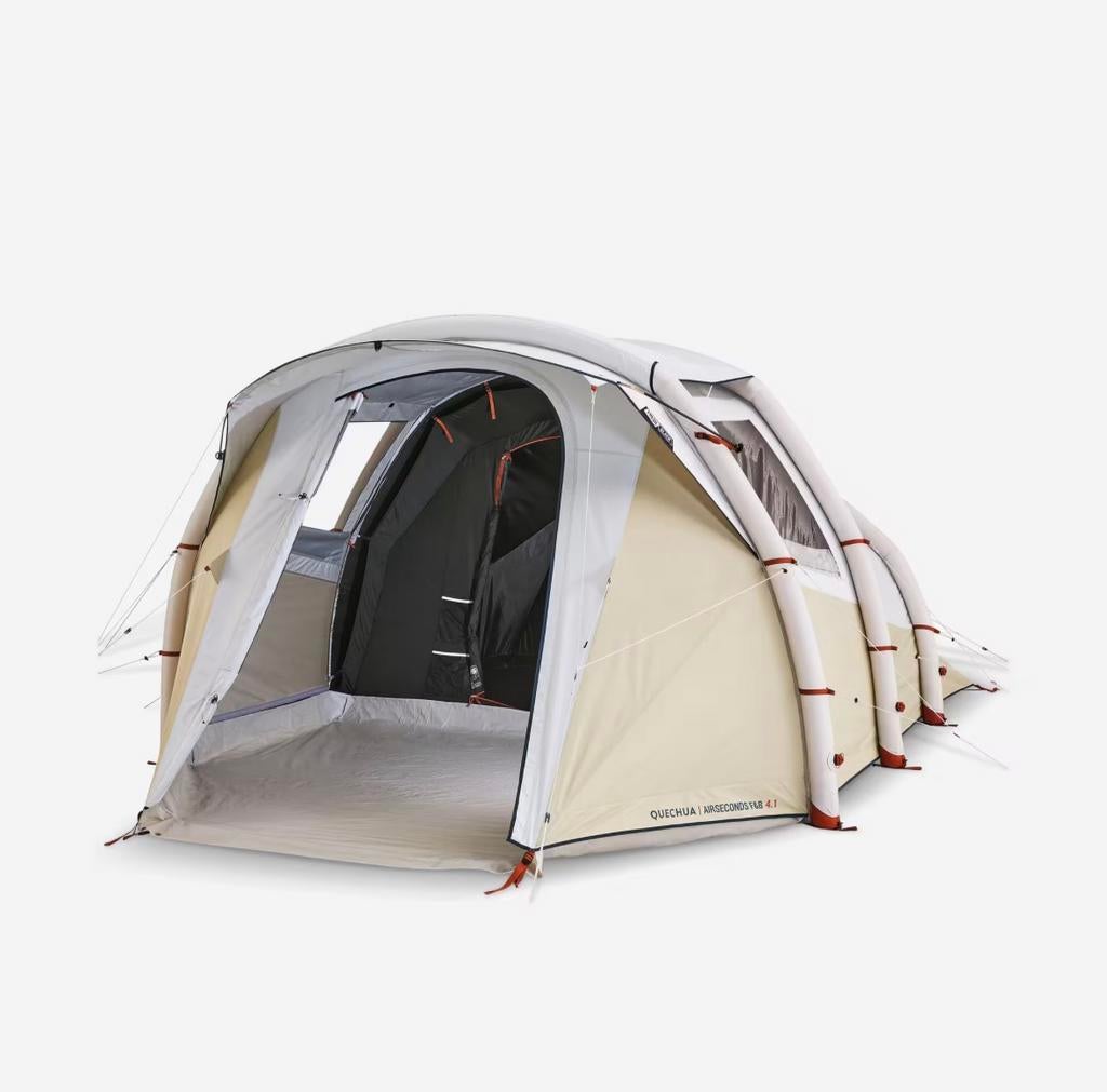 Quechua 4 personen opblaasbare tent + pomp, Caravans en Kamperen, Tenten, tot en met 4, Zo goed als nieuw, Ophalen of Verzenden