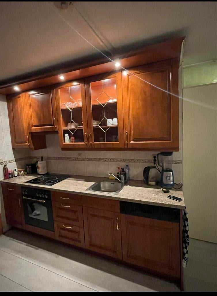 Complete keuken, Gebruikt, Bruin, Graniet of Steen, Enkelwandige keuken