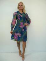 *Abfab Vintage Blauwe 70's Jurk met Kleurrijke Print 44*, Blauw, Schopflin Haagen, Maat 42/44 (L), Ophalen of Verzenden