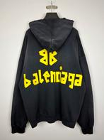 Balenciaga Tape Type Zip-Up Hoodie Faded Black Zwart Maat S, Ophalen of Verzenden, Zo goed als nieuw, Maat 46 (S) of kleiner, Zwart