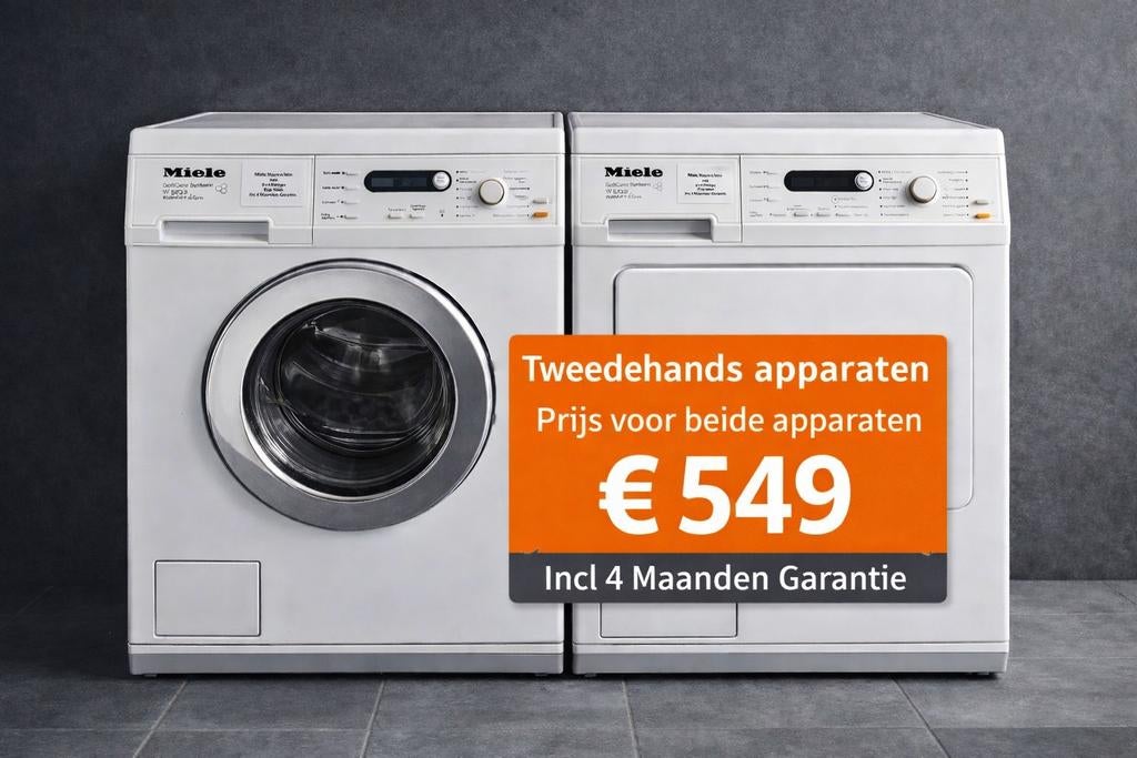 Miele setje wasmachine en condens droger 7KG inc Garantie, Refurbished, Ophalen of Verzenden, Voorlader, Witgoedserviceapeldoorn@hotmail.com