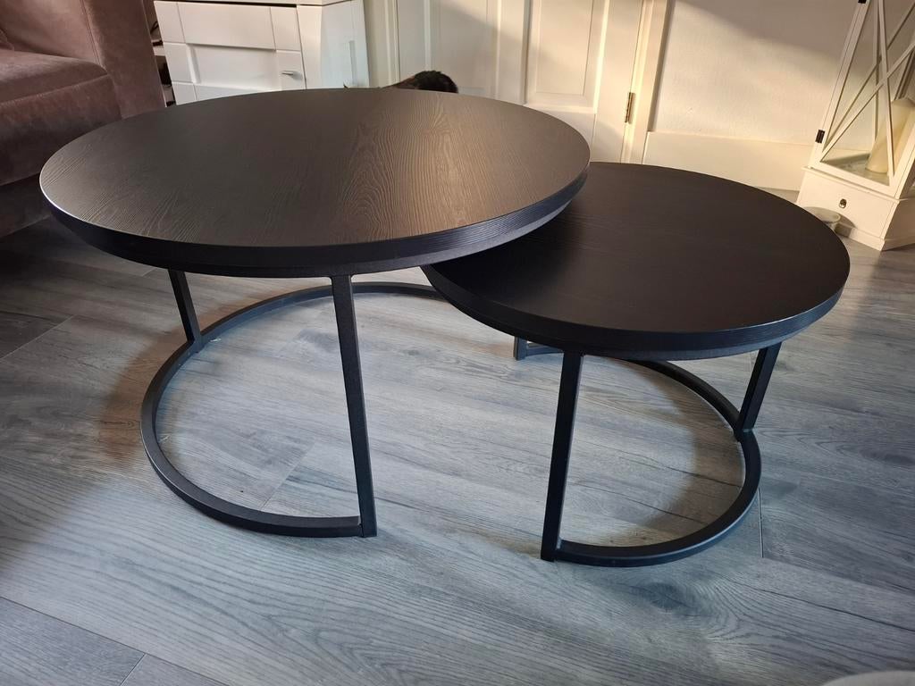 Set van 2 zwarte salontafels - Pronto Wonen, 50 tot 100 cm, Rond, Minder dan 50 cm, 50 tot 100 cm