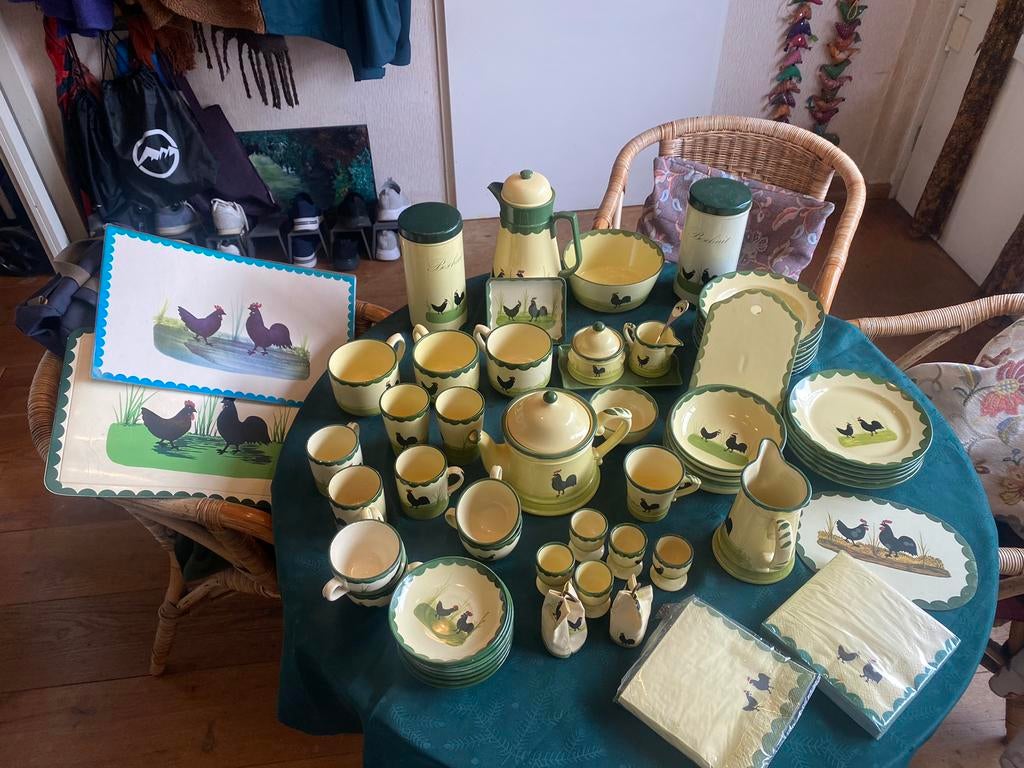 Zeller service haan en hennen (hele set), Ophalen of Verzenden, Zo goed als nieuw, Bord(en), Overige stijlen