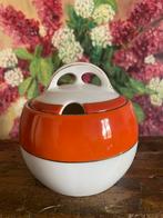 1 oranje/ witte suikerpot met goudrandje wed. L de Jong, Huis en Inrichting, Ophalen of Verzenden, Zo goed als nieuw, Overige stijlen