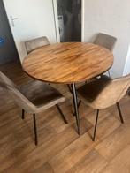 Mooie ronde eettafel met 4 stoelen, Ophalen of Verzenden, Zo goed als nieuw