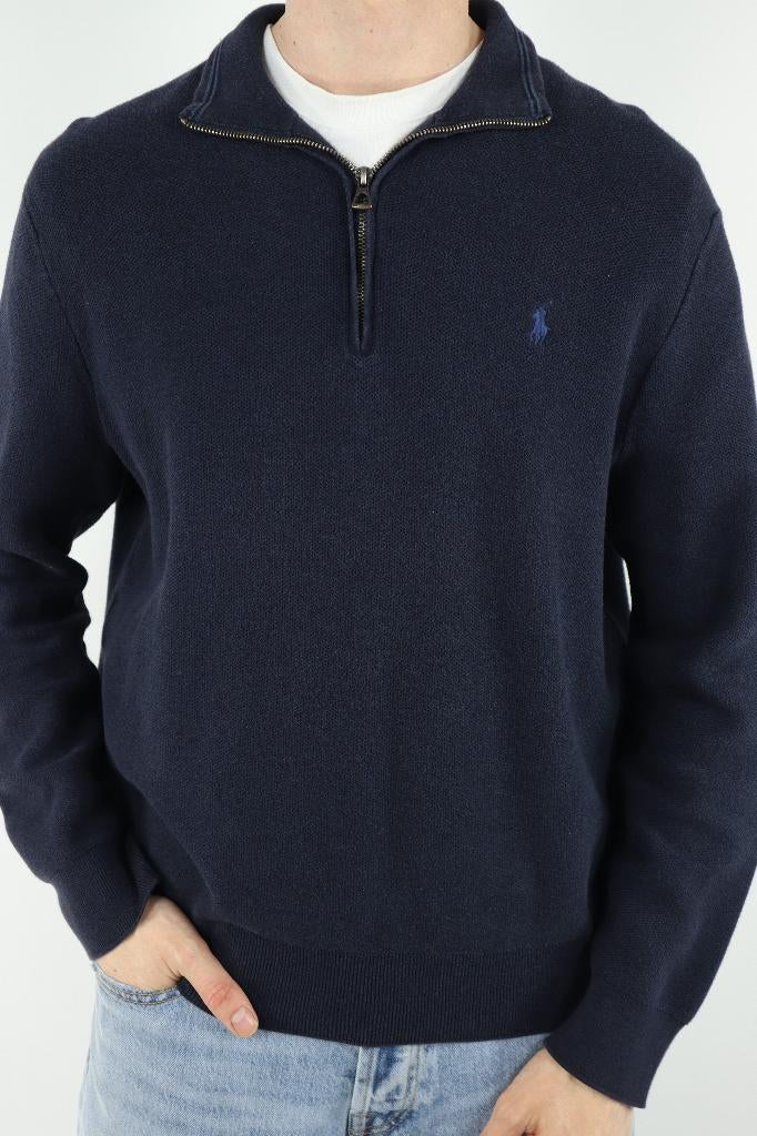 Ralph Lauren trui met kwart rits - L, Maat 52/54 (L), -, Blauw, -