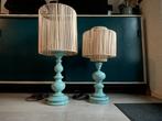 2 x vintage houten lamp, Ophalen, Zo goed als nieuw, 75 cm of meer, Brocante vintage antiek industrieel