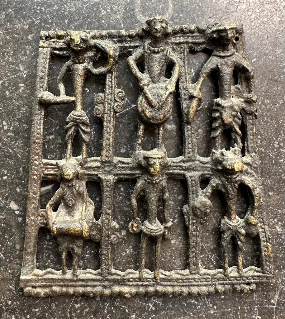 Brons beeld Afrika 6 musicerende figuren. Cire perdu gegoten, Antiek en Kunst, Kunst | Niet-Westerse kunst, Ophalen of Verzenden