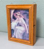 Antiek Sleutelkastje hout met schilderij houten sleutel-kast, Ophalen of Verzenden