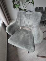 Eetkamerstoelen 4 stuks - velvet groen / grijs, Ophalen, Luxe, Zo goed als nieuw, Stof