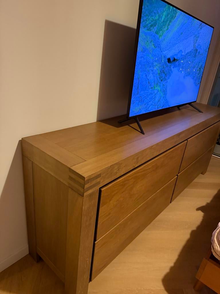 Houten dressoir met vier lades goossens, Huis en Inrichting, Kasten | Dressoirs, Ophalen, Gebruikt, 150 tot 200 cm, Met lade(s)