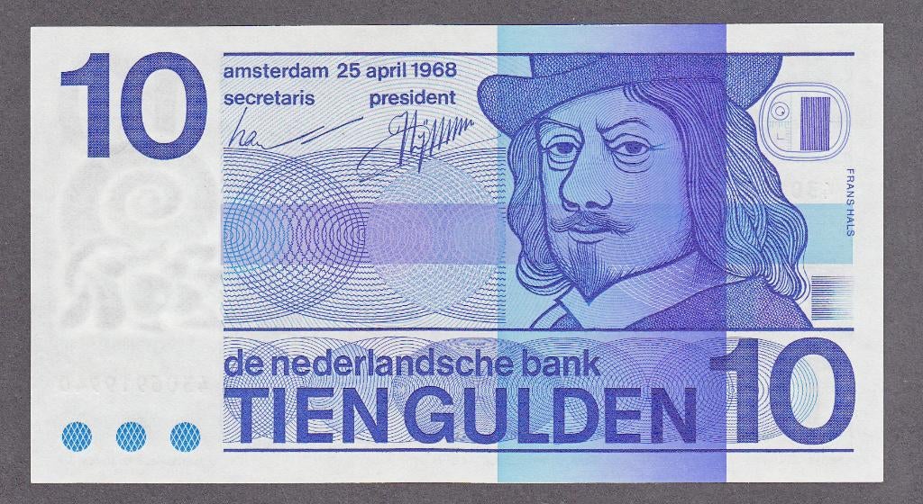 10 gulden Frans Hals 25.4.1968 UNC Francoys - AV37.1c.2, Postzegels en Munten, Bankbiljetten | Nederland, Verzenden, 10 gulden