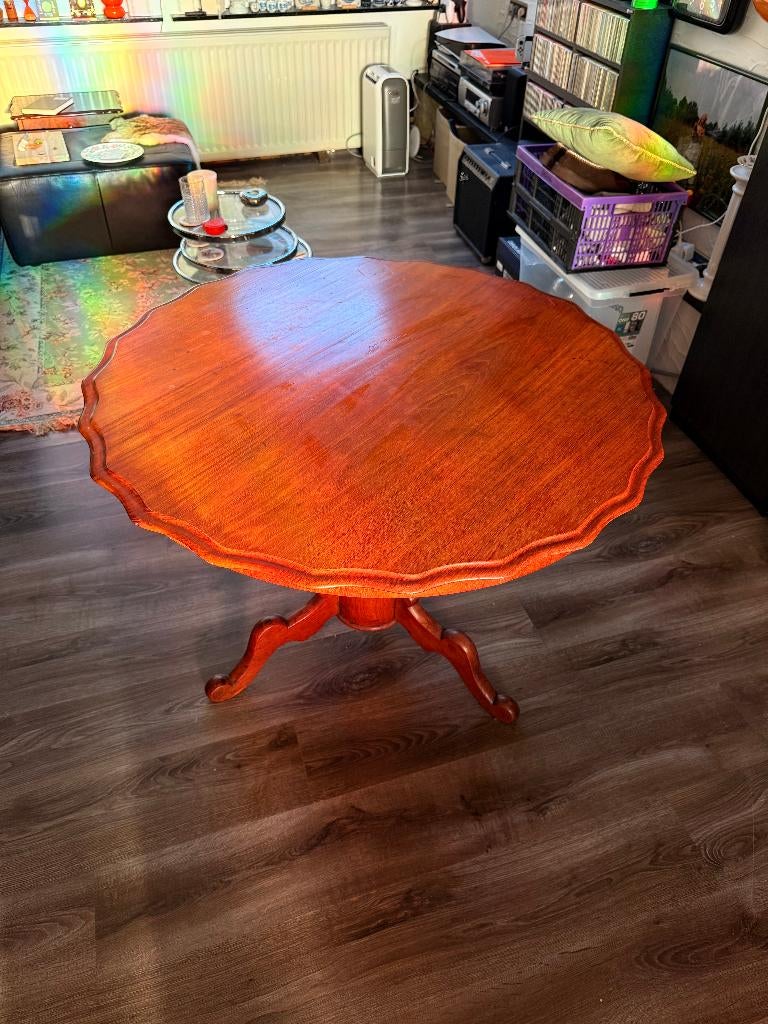 Klassieke ronde houten tafel (Ø 98 cm), Huis en Inrichting, Tafels | Eettafels, Ophalen, Gebruikt, 50 tot 100 cm, Klassiek