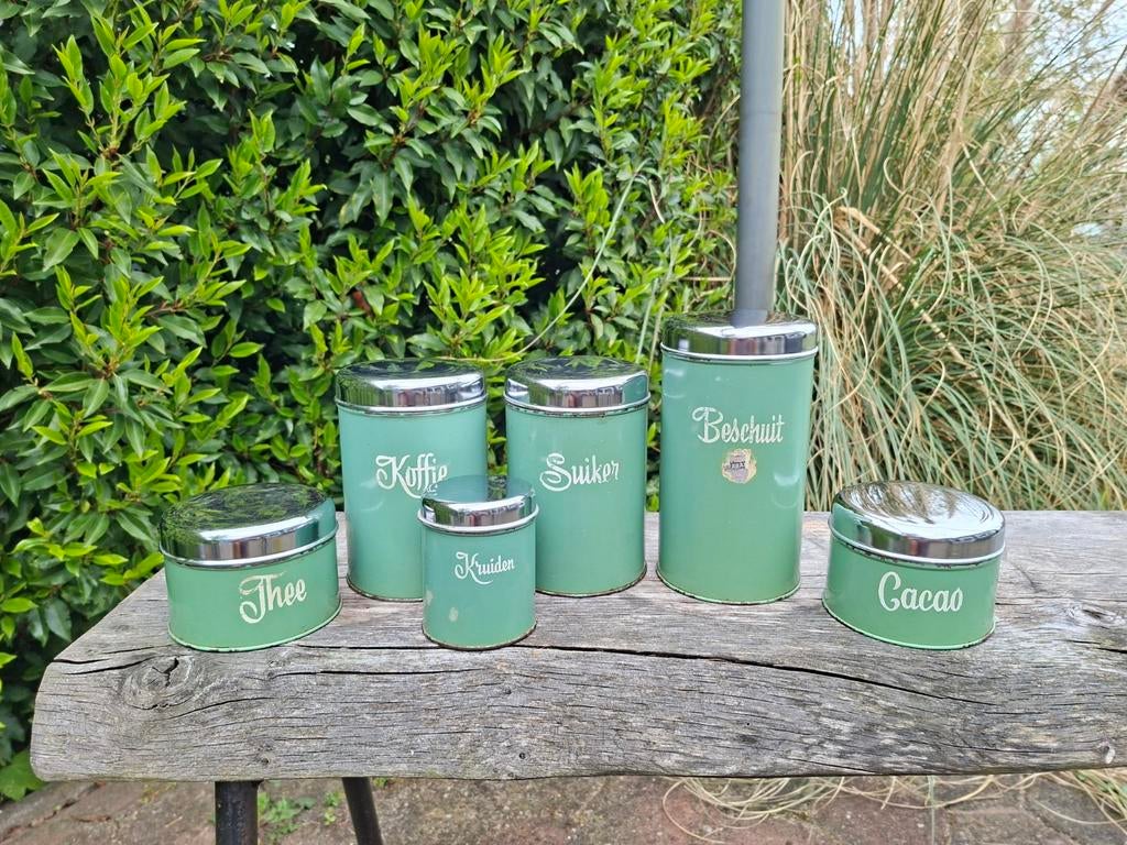 Vintage Brabantia voorraadblikken set - Groen, Ophalen of Verzenden