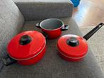 Pannenset rood - 3-delig, Ophalen of Verzenden, Gebruikt