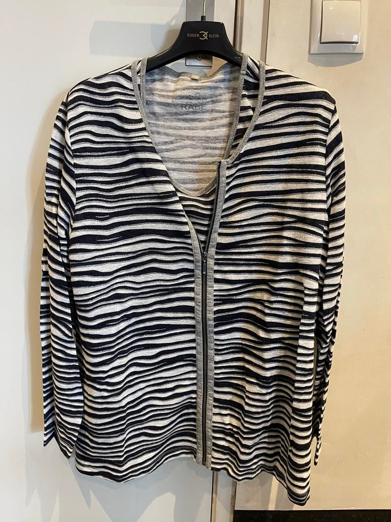Rabe twinset maat 46 zwart wit zilver lurex, Kleding | Dames, Ophalen of Verzenden, Gedragen, Maat 46/48 (XL) of groter, Zwart