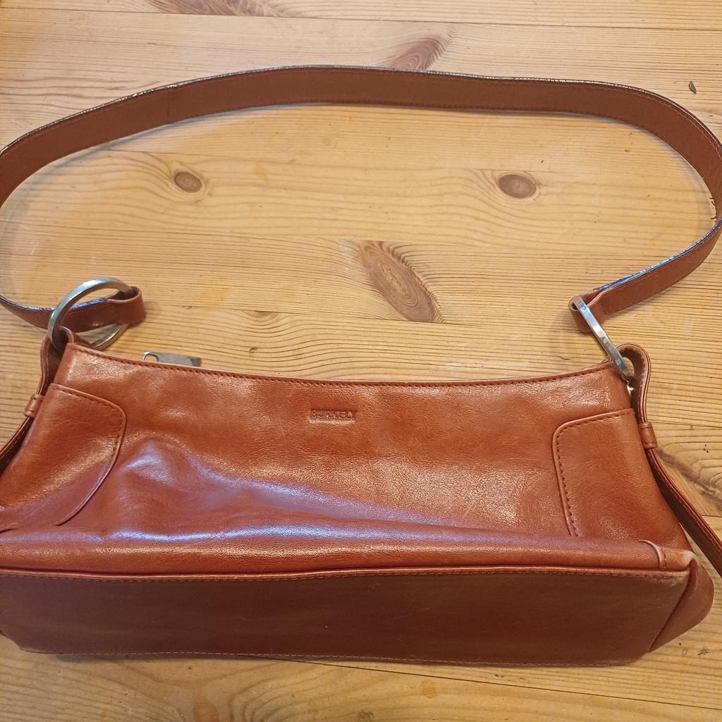 Burkely Leren Schoudertasje - Cognac, Ophalen of Verzenden, Gebruikt, Bruin, Schoudertasje