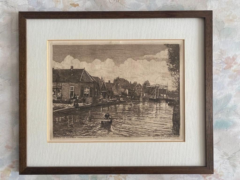 Ets  ,  Katwijk  aan  de  Rijn  c.a  1900, Antiek en Kunst, Kunst | Etsen en Gravures, Ophalen of Verzenden, Landschap, Ets, 1900 - 1949