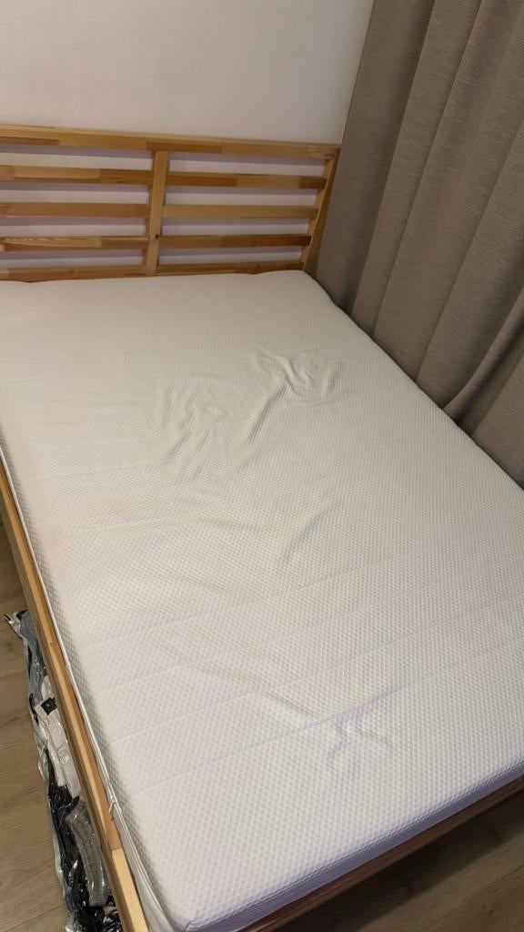 IKEA bed 140x200 set + mattress – FREE delivery Eindhoven, Ophalen, Beige, Tweepersoons, 140 cm