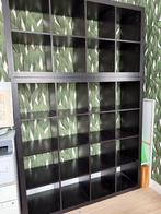 2x Zwarte Kallax kast met 2x4 en 4x4 vakken - IKEA, Huis en Inrichting, Kasten | Boekenkasten, Ophalen, Met plank(en), Gebruikt