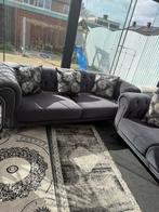 Grijze bankstel met sierkussens, Ophalen, 250 tot 300 cm, Gebruikt, Minder dan 75 cm