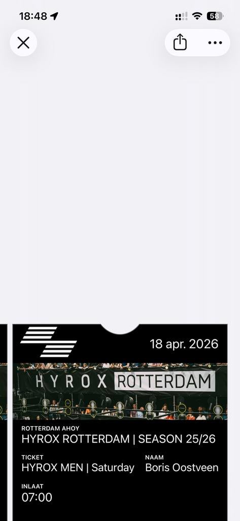 Hyrox men open solo Rotterdam zaterdag 18/04, Tickets en Kaartjes, Concerten | Pop, Eén persoon