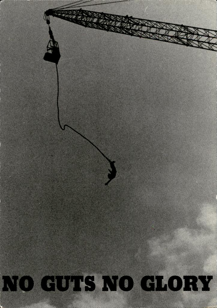 promotiekaart, no guts no glory, bungy jumping, Verzenden, 1980 tot heden, Ongelopen, Overige thema's