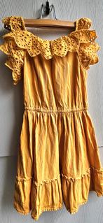 Next Mosterdgele jurk met broderie, maat 122, Ophalen of Verzenden, Gebruikt, Meisje, Jurk of Rok