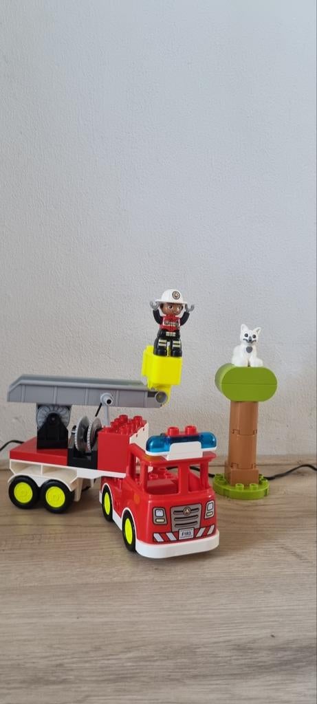 LEGO Duplo Brandweer set compleet, Ophalen of Verzenden, Zo goed als nieuw, Complete set, Duplo