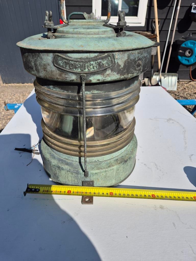 Antieke koperen scheepslamp - Navigatielamp, Ophalen