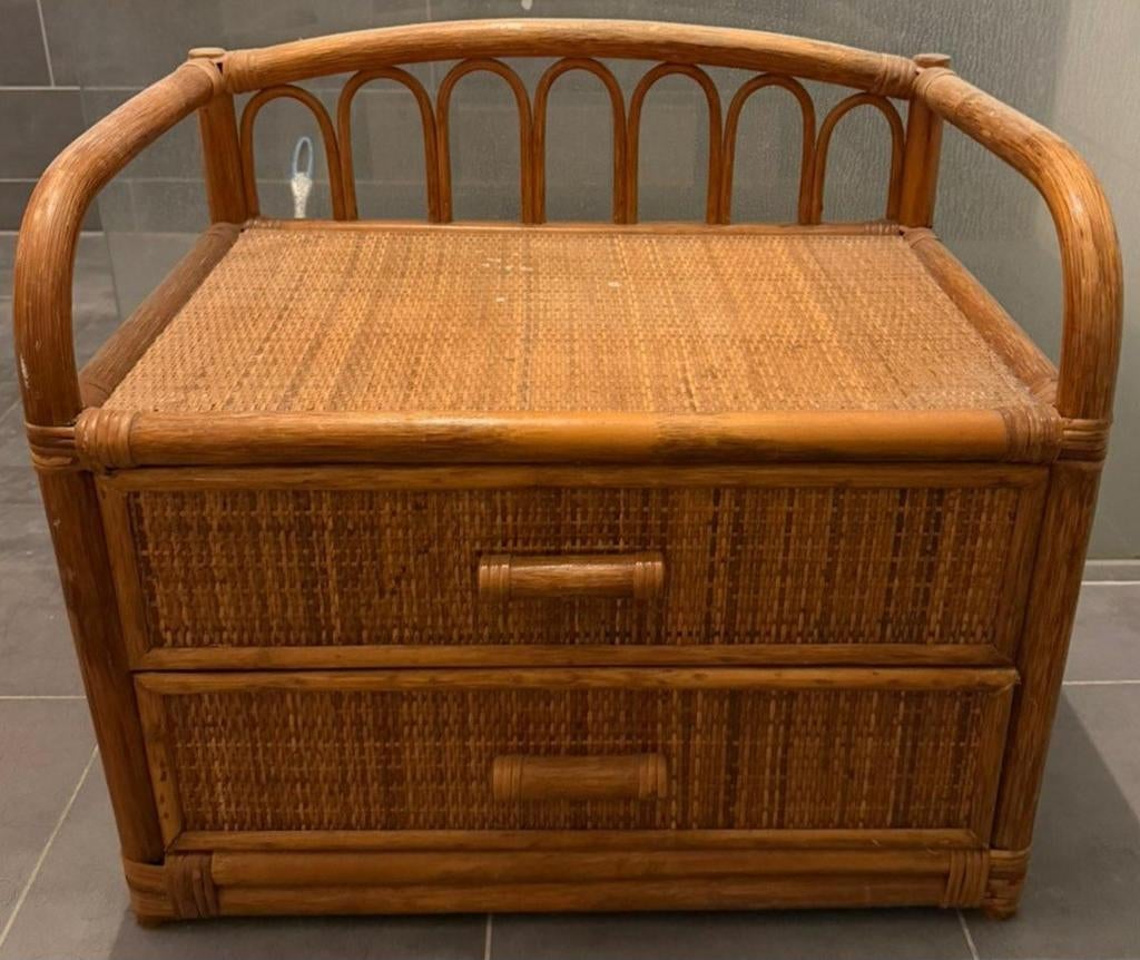 Rotan dressoir met 2 lades, Huis en Inrichting, Kasten | Dressoirs, Ophalen, Overige materialen, Gebruikt, Bohemian