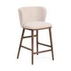 2x Kave Home barkruk H65 ciselia beige walnoot nieuw, Ophalen, Met voetsteun, 60 tot 90 cm, Zo goed als nieuw